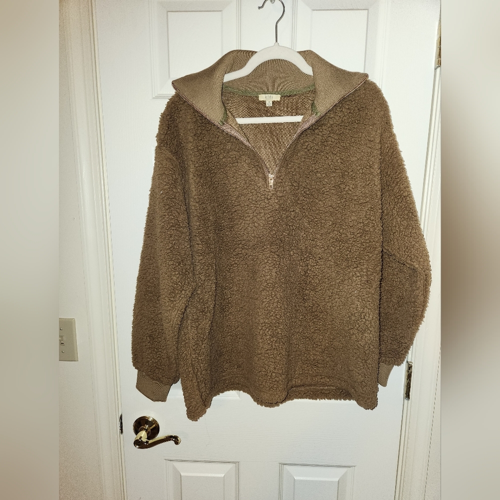 NWOT KORI AMERICA QUARTER ZIP SHERPA PULLOVER SWEATER